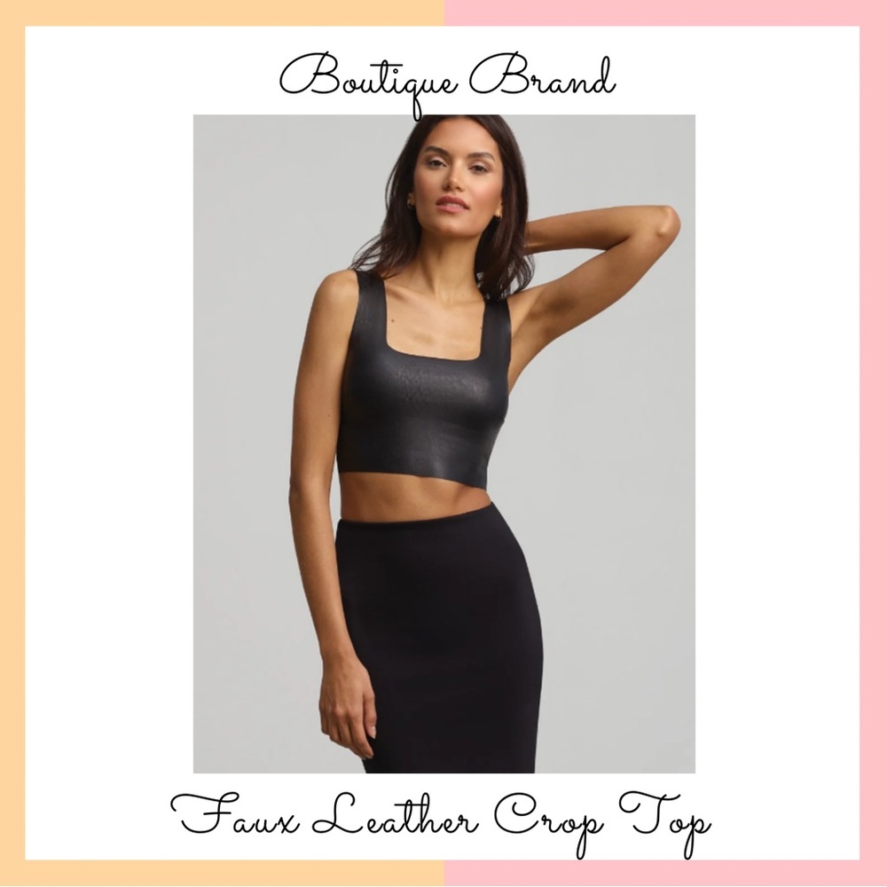 Black Faux Leather Crop Top